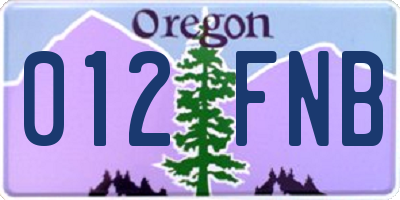 OR license plate 012FNB