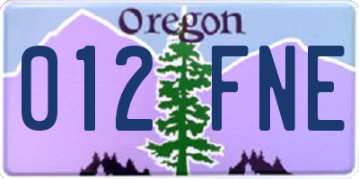 OR license plate 012FNE
