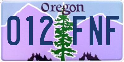 OR license plate 012FNF