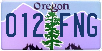 OR license plate 012FNG