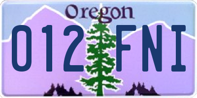 OR license plate 012FNI
