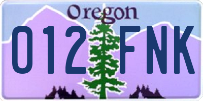 OR license plate 012FNK