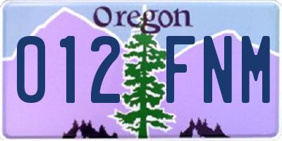 OR license plate 012FNM