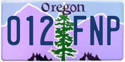OR license plate 012FNP