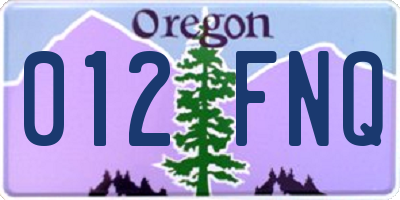 OR license plate 012FNQ