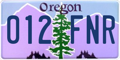 OR license plate 012FNR
