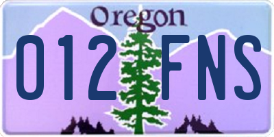 OR license plate 012FNS