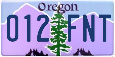 OR license plate 012FNT