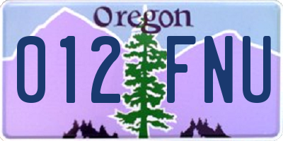 OR license plate 012FNU