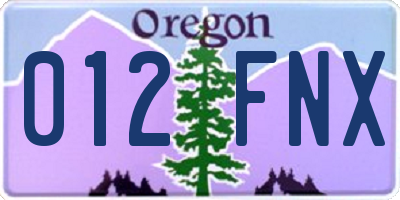 OR license plate 012FNX