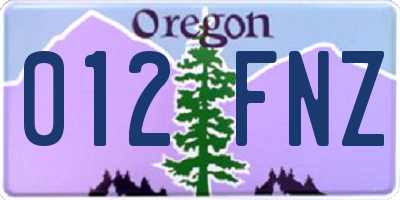 OR license plate 012FNZ