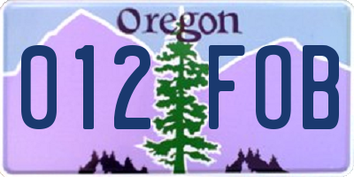 OR license plate 012FOB