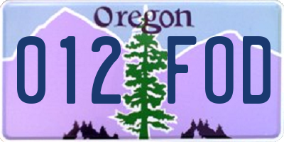 OR license plate 012FOD