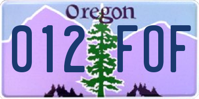 OR license plate 012FOF