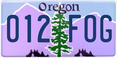OR license plate 012FOG