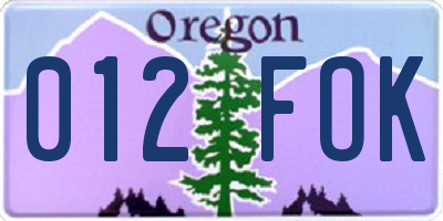 OR license plate 012FOK