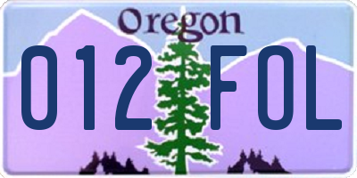 OR license plate 012FOL