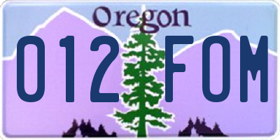 OR license plate 012FOM