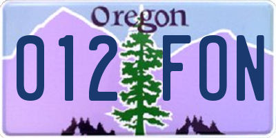 OR license plate 012FON