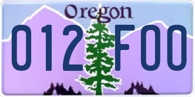 OR license plate 012FOO