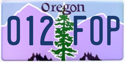 OR license plate 012FOP
