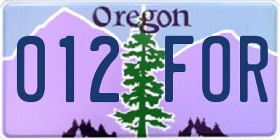 OR license plate 012FOR