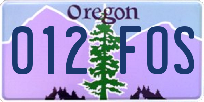 OR license plate 012FOS
