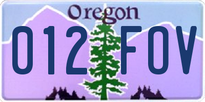 OR license plate 012FOV