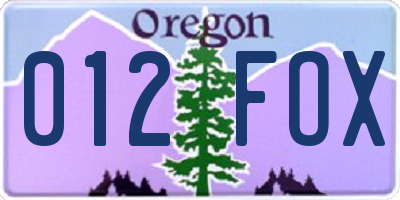 OR license plate 012FOX