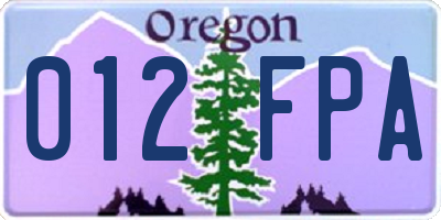 OR license plate 012FPA