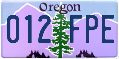 OR license plate 012FPE