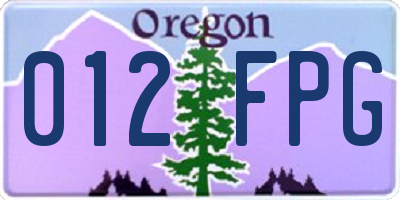 OR license plate 012FPG