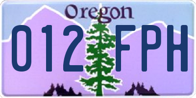 OR license plate 012FPH