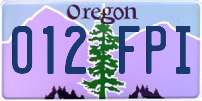OR license plate 012FPI