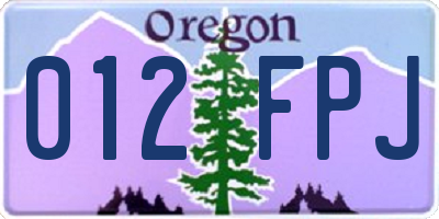 OR license plate 012FPJ