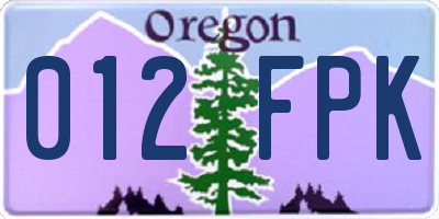 OR license plate 012FPK