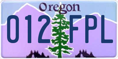 OR license plate 012FPL