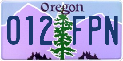 OR license plate 012FPN