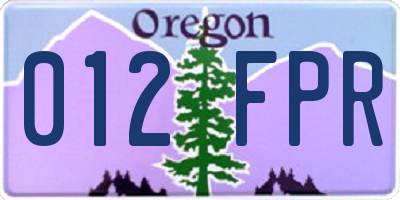 OR license plate 012FPR