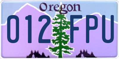 OR license plate 012FPU