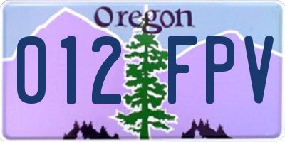 OR license plate 012FPV