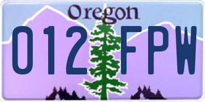 OR license plate 012FPW