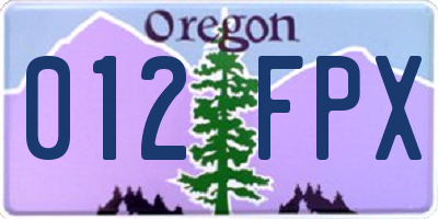 OR license plate 012FPX