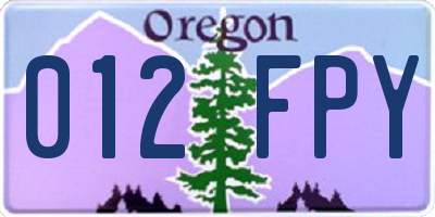 OR license plate 012FPY