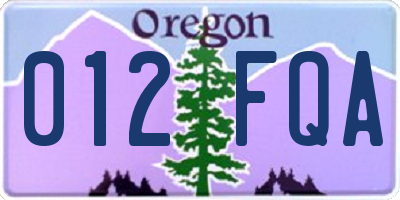OR license plate 012FQA