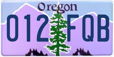 OR license plate 012FQB