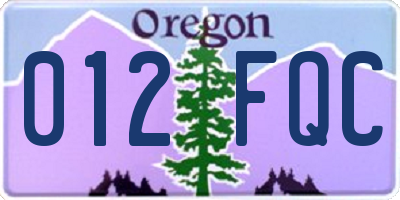 OR license plate 012FQC