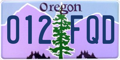OR license plate 012FQD