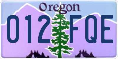 OR license plate 012FQE