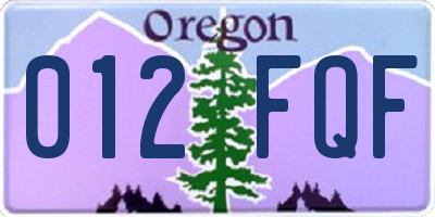 OR license plate 012FQF